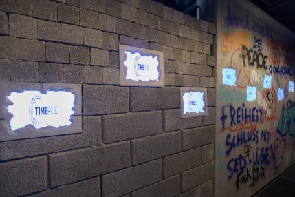 Brickwall with the TimeRide logo