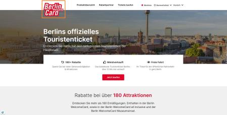 Berlin WelcomeCard Startseite Screenshot der Startseite mit Hervorhebung des Logos oben links