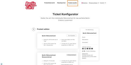 Tickets kaufen Screenshot der Tickets-Kaufen Seite