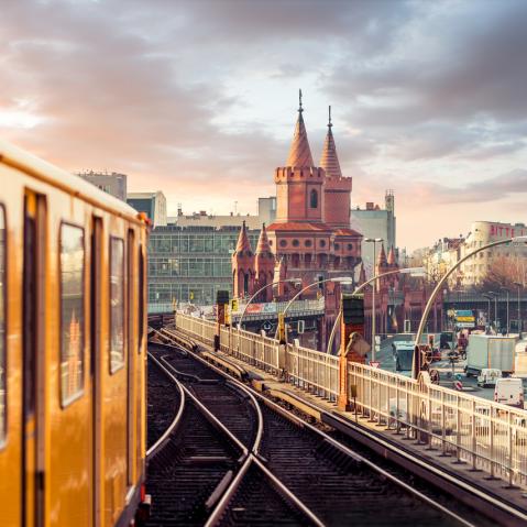 Public Transport Berlin U-Bahn on the Oberbaumbrücke in Berlin